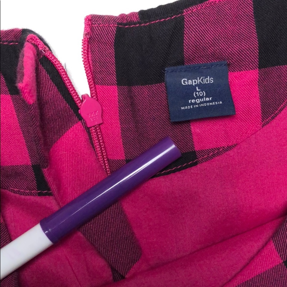GAP Magenta & Black Plaid Short Sleeve Girls Dress - Picture 6 of 6